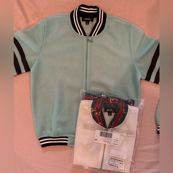 Women’s Small Mod/x Minty Blue Mesh Net Zip Up Lightweight jacket,BNWT - Picture 1 of 4